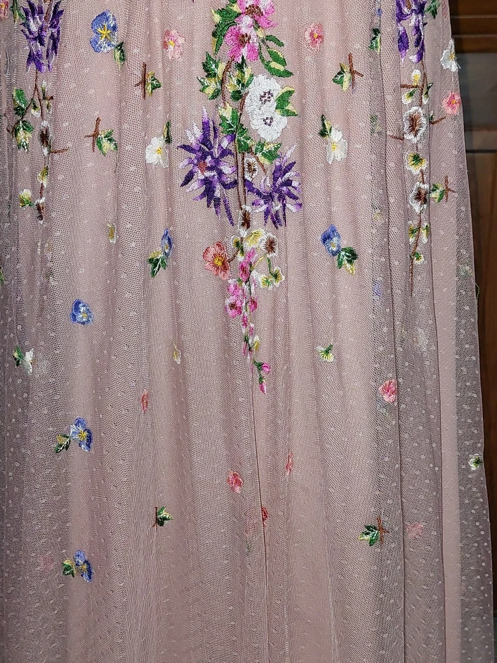ASOS Dusty Pink Floral Embroidered Dobby Mesh Cami Strap Maxi Dress Sz 8 - Picture 9 of 15